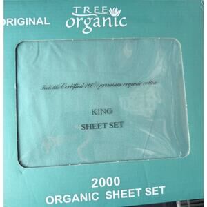 Tree Organic Cotton King Sheet Set 2000 Thread Count 4-Piece, Teal